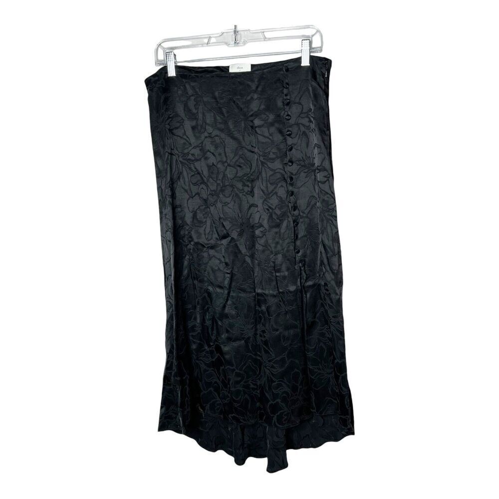 Seen Worn Kept Skirt Womens 10 Satin Buttons Midi Floral Black Fairy Grunge Boho